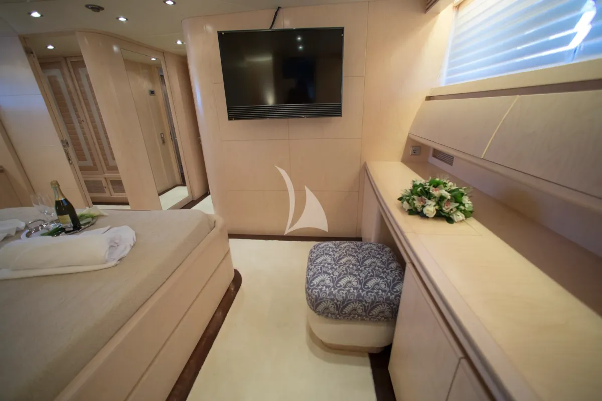 Cabin on Princess L, a Maiora 108 motor yacht at Athens, Greece