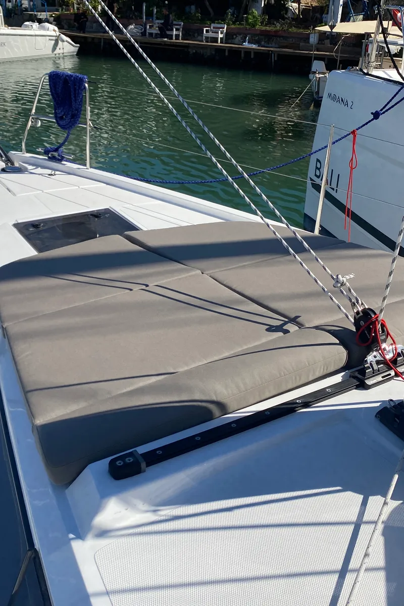Deck of Luna 3, a Bavaria C38 sailboat at Fethiye, Turkey