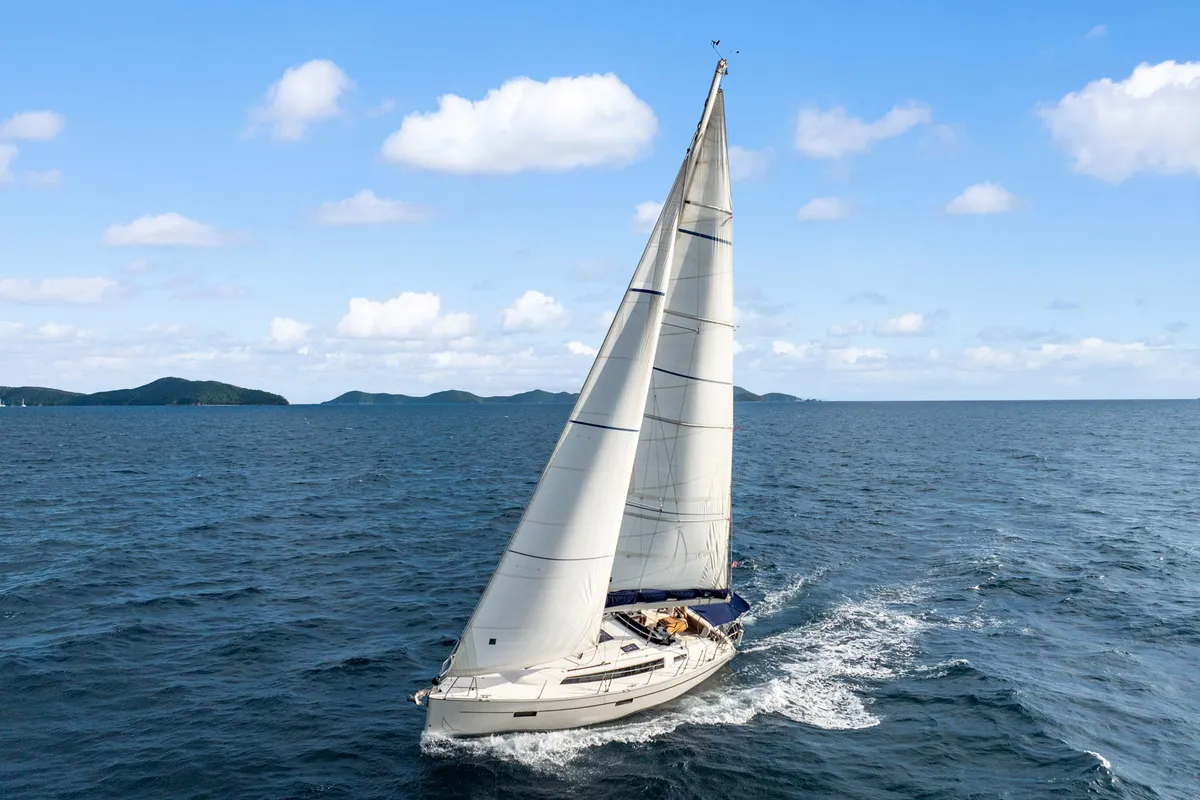 Exterior view of Jitterbug, a Bavaria 37 sailboat at Road Town, British Virgin Islands