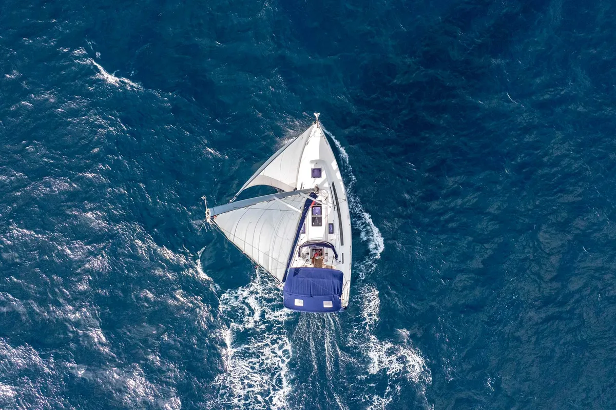 Exterior view of Jitterbug, a Bavaria 37 sailboat at Road Town, British Virgin Islands