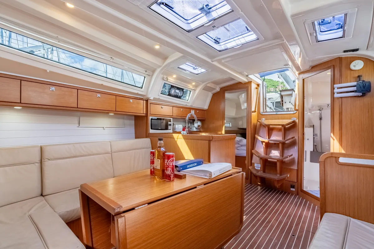 Salon of Jitterbug, a Bavaria 37 sailboat at Road Town, British Virgin Islands