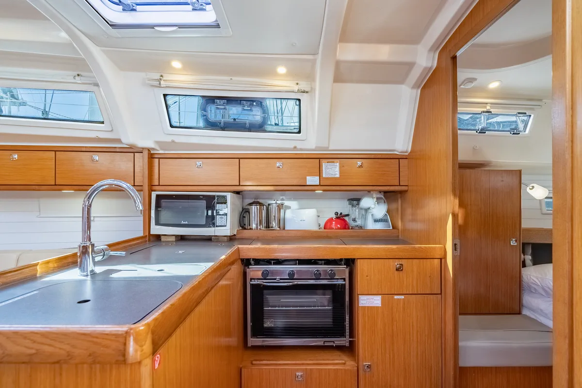 Galley of Jitterbug, a Bavaria 37 sailboat at Road Town, British Virgin Islands