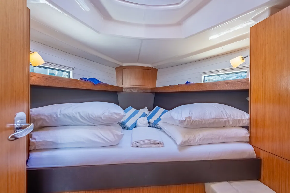 Cabin on Jitterbug, a Bavaria 37 sailboat at Road Town, British Virgin Islands