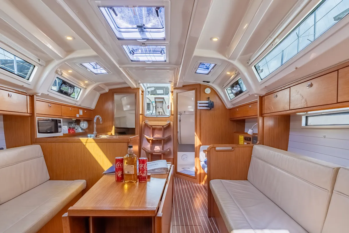 Salon of Jitterbug, a Bavaria 37 sailboat at Road Town, British Virgin Islands