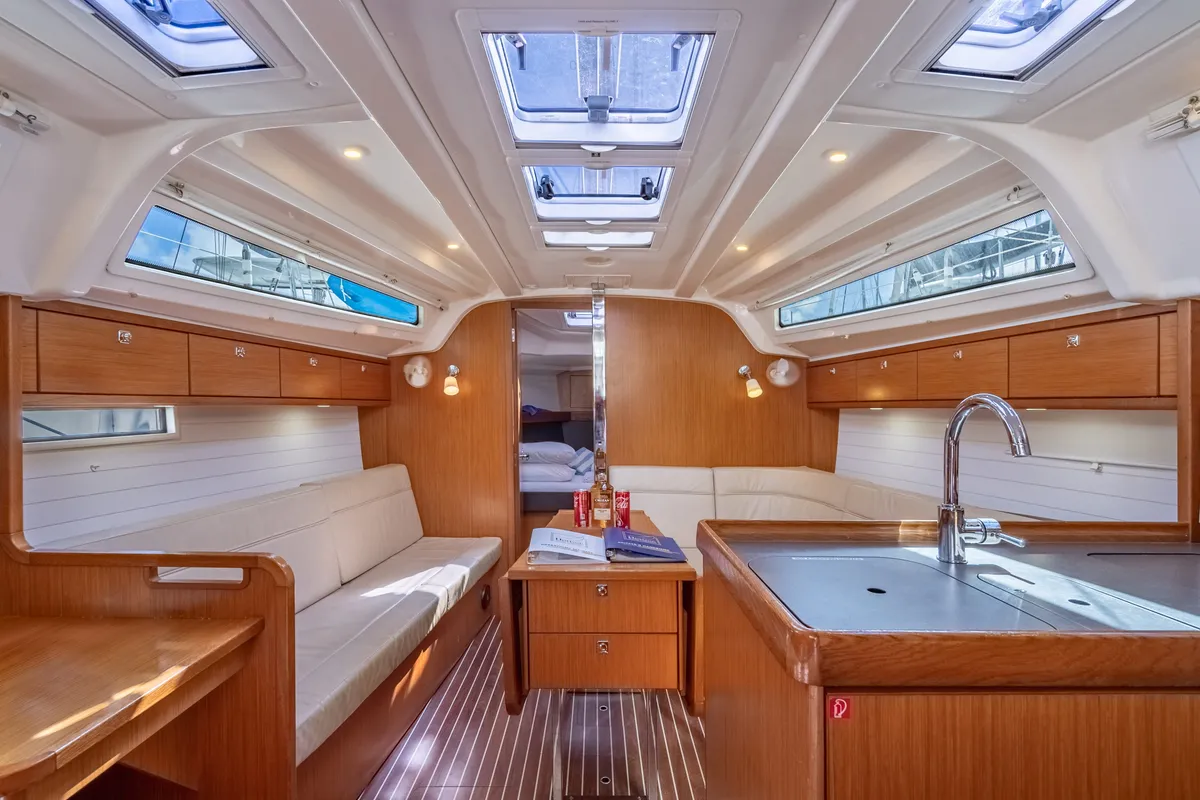 Salon of Jitterbug, a Bavaria 37 sailboat at Road Town, British Virgin Islands