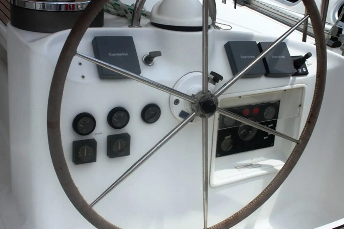 Cockpit of Viktoria II, a Beneteau 50 sailboat at Marmaris, Turkey