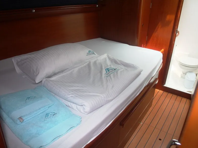 Cabin on Viktoria II, a Beneteau 50 sailboat at Marmaris, Turkey