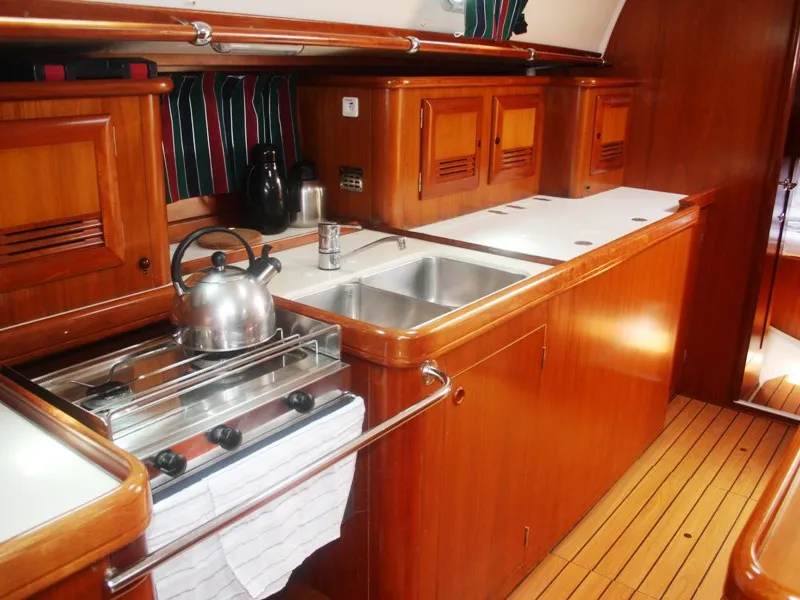 Galley of Viktoria II, a Beneteau 50 sailboat at Marmaris, Turkey