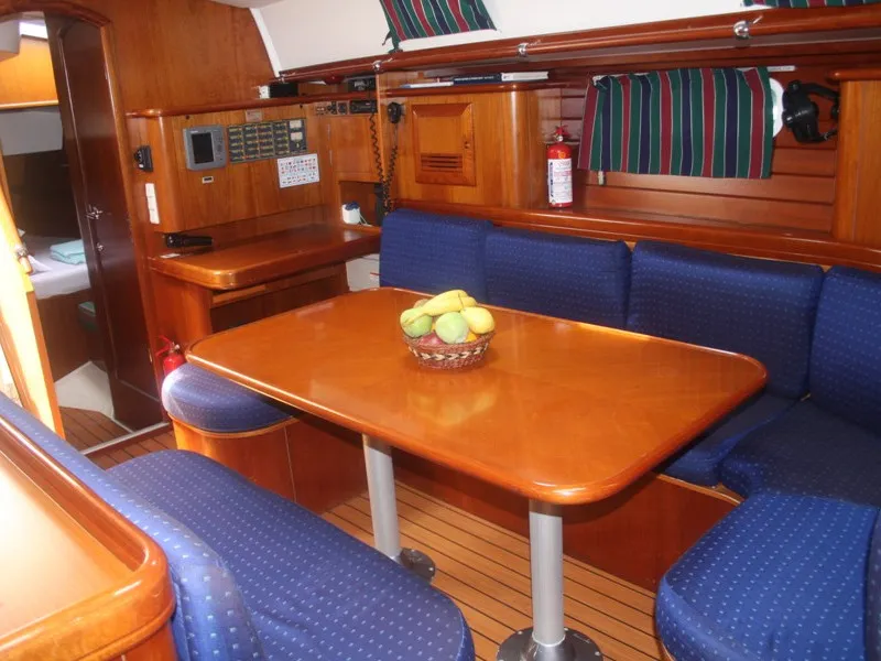 Salon of Viktoria II, a Beneteau 50 sailboat at Marmaris, Turkey