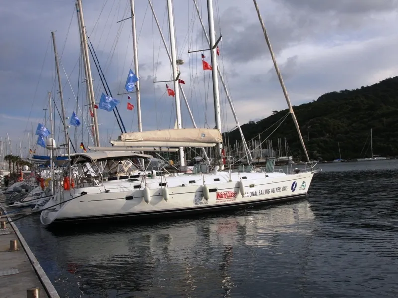Exterior view of Viktoria II, a Beneteau 50 sailboat at Marmaris, Turkey