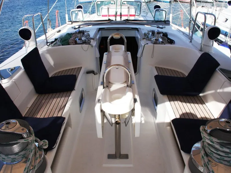Cockpit of Viktoria II, a Beneteau 50 sailboat at Marmaris, Turkey