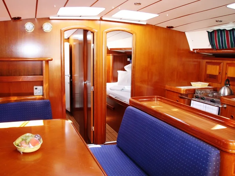 Salon of Viktoria II, a Beneteau 50 sailboat at Marmaris, Turkey