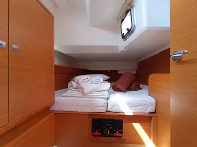 Cabin on Blue Swan, a Jeanneau Sun Odyssey 439 sailboat at Municipal Unit of Lefkada, Greece