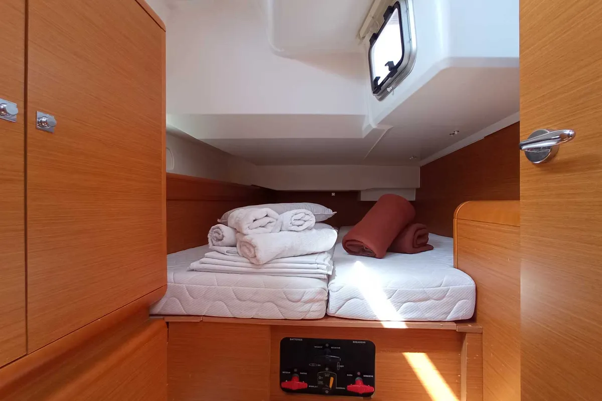 Cabin on Blue Swan, a Jeanneau Sun Odyssey 439 sailboat at Municipal Unit of Lefkada, Greece