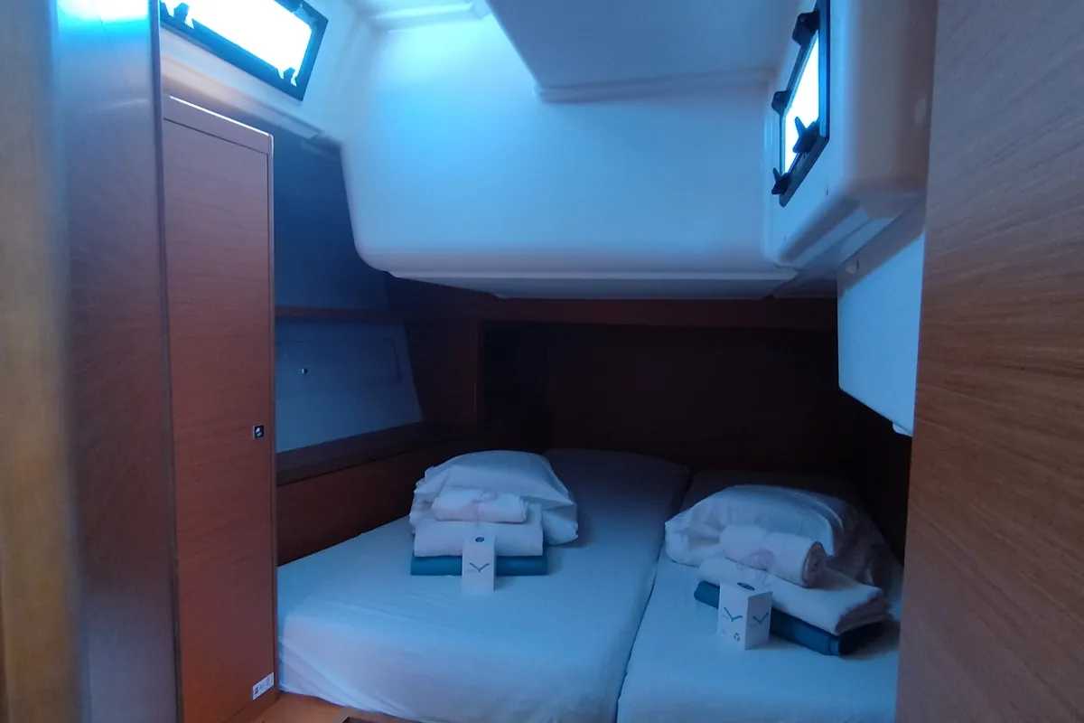 Cabin on Abraxan, a Dufour 460 GL sailboat at Olbia, Italy