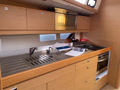 Galley of Abraxan, a Dufour 460 GL sailboat at Olbia, Italy