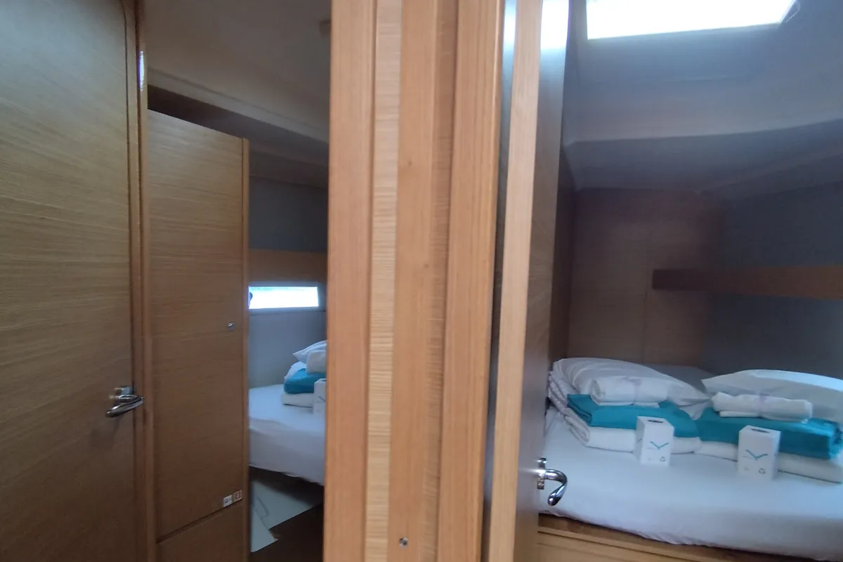 Cabin on Abraxan, a Dufour 460 GL sailboat at Olbia, Italy