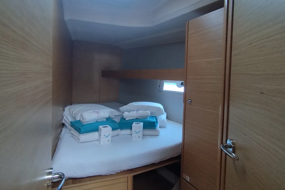 Cabin on Abraxan, a Dufour 460 GL sailboat at Olbia, Italy