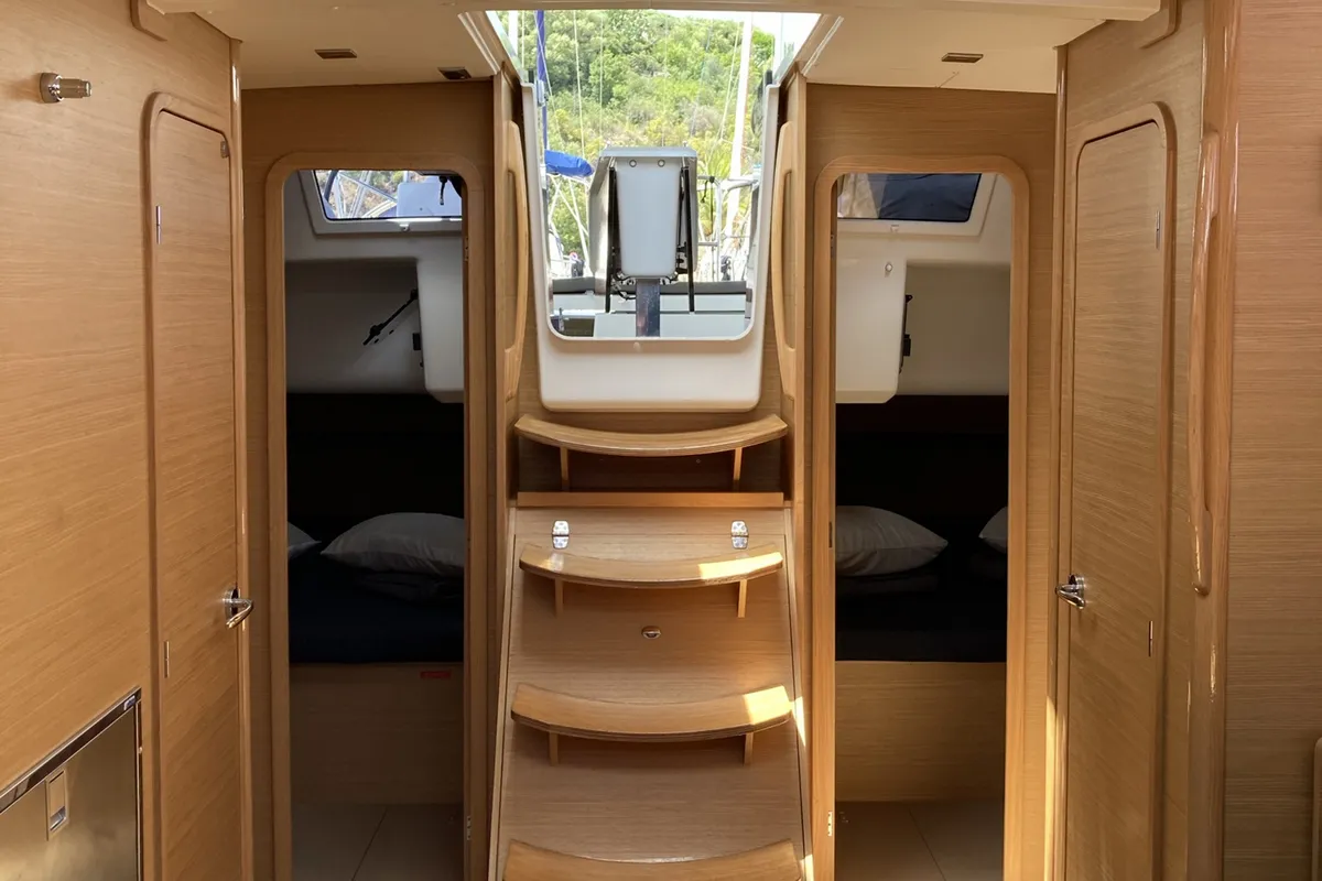 Cabin on Abraxan, a Dufour 460 GL sailboat at Olbia, Italy