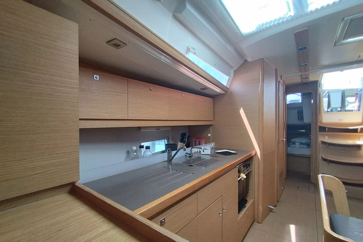 Galley of Abraxan, a Dufour 460 GL sailboat at Olbia, Italy