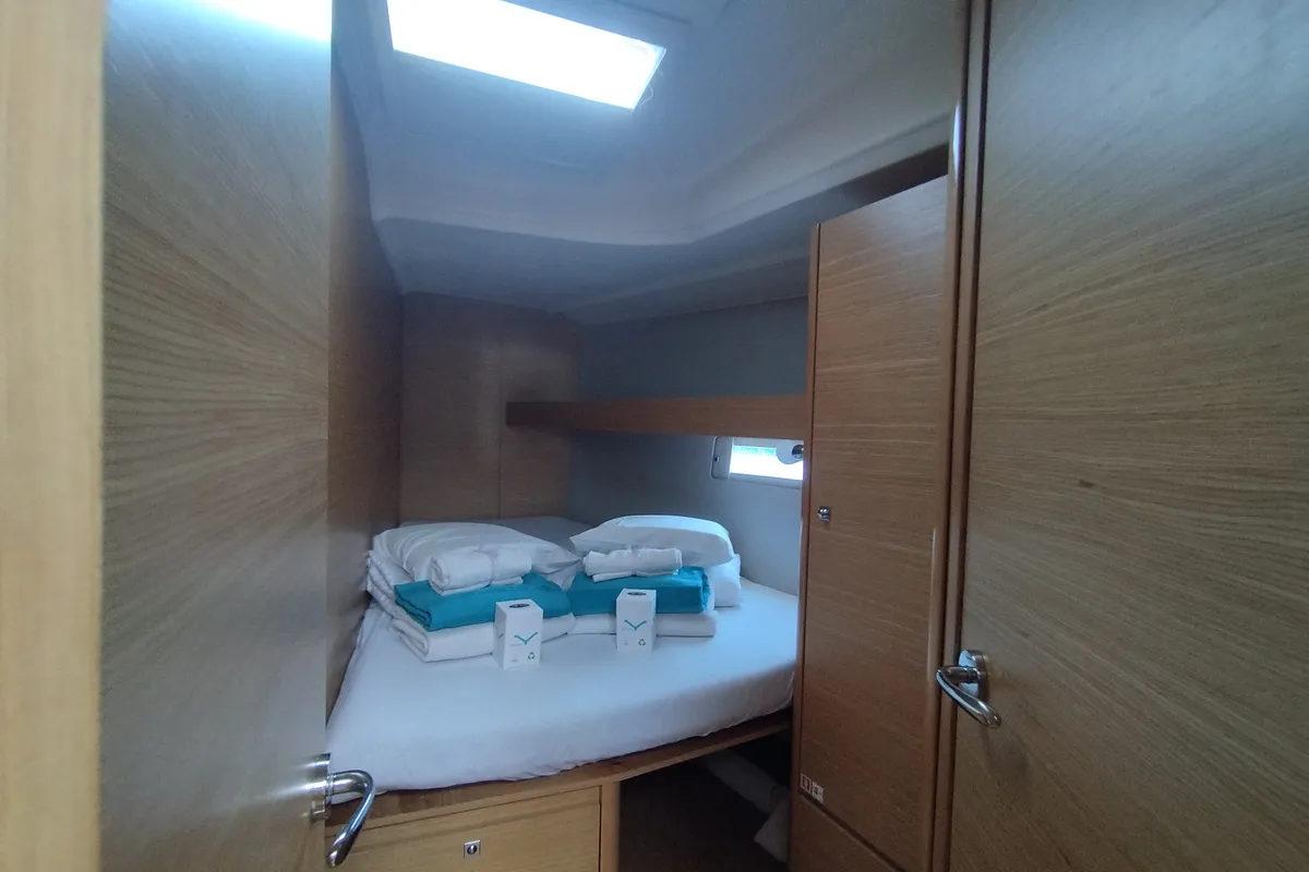 Cabin on Abraxan, a Dufour 460 GL sailboat at Olbia, Italy