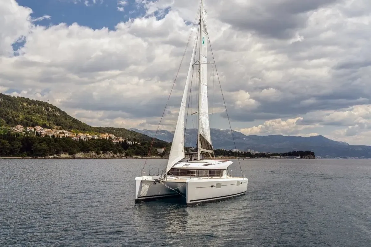 Exterior view of Amazing, a Lagoon 39 catamaran at Split, Croatia