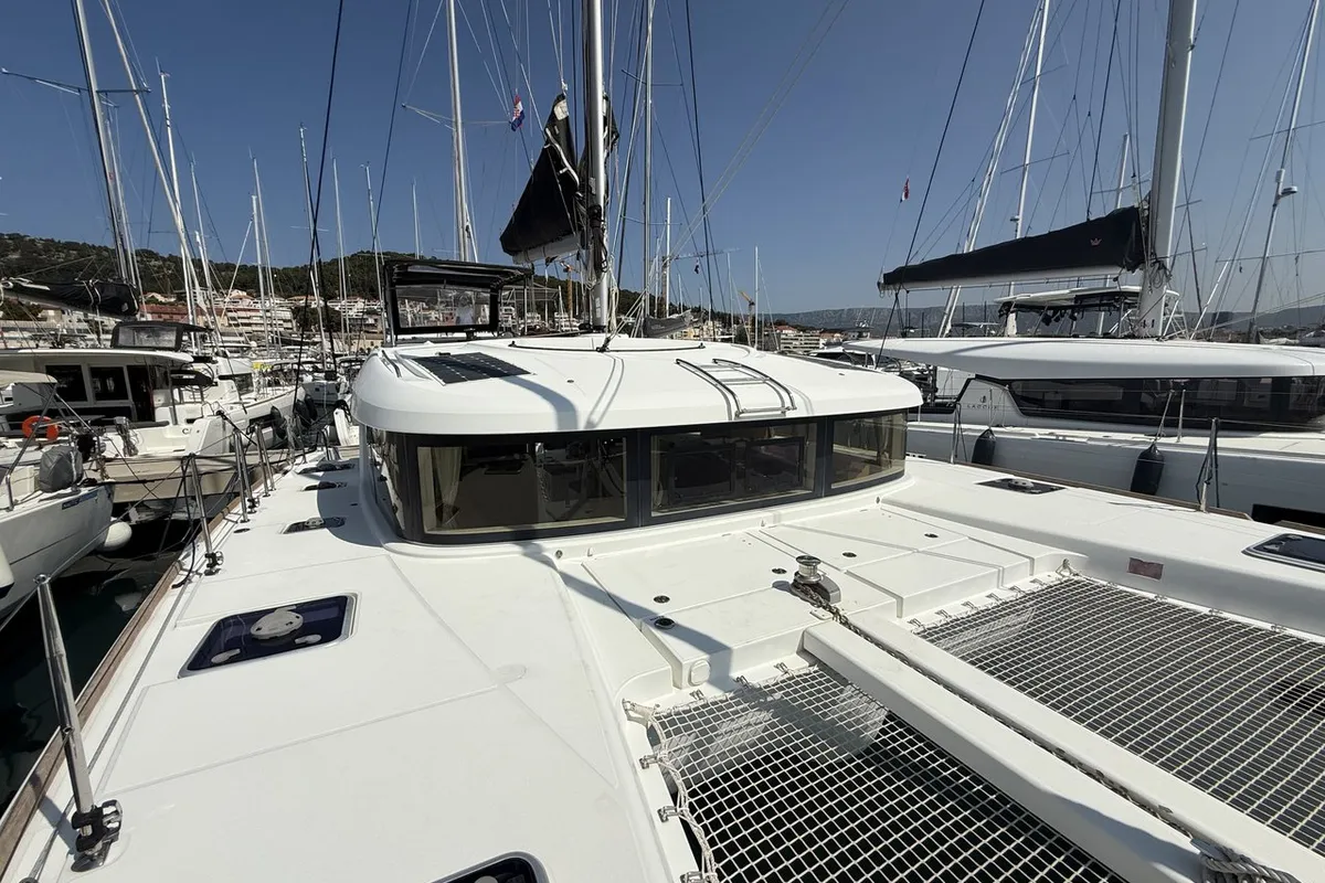 Deck of Amazing, a Lagoon 39 catamaran at Split, Croatia
