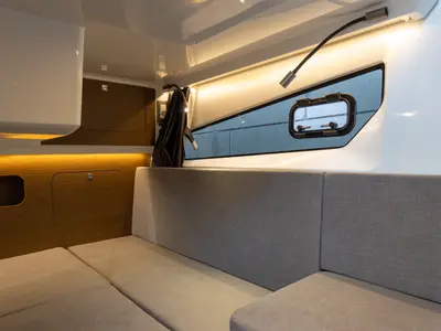 Cabin on DESIRE, a Beneteau Antares 11 Fly OB motorboat at Split, Croatia
