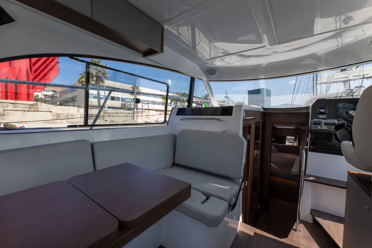 Salon of DESIRE, a Beneteau Antares 11 Fly OB motorboat at Split, Croatia