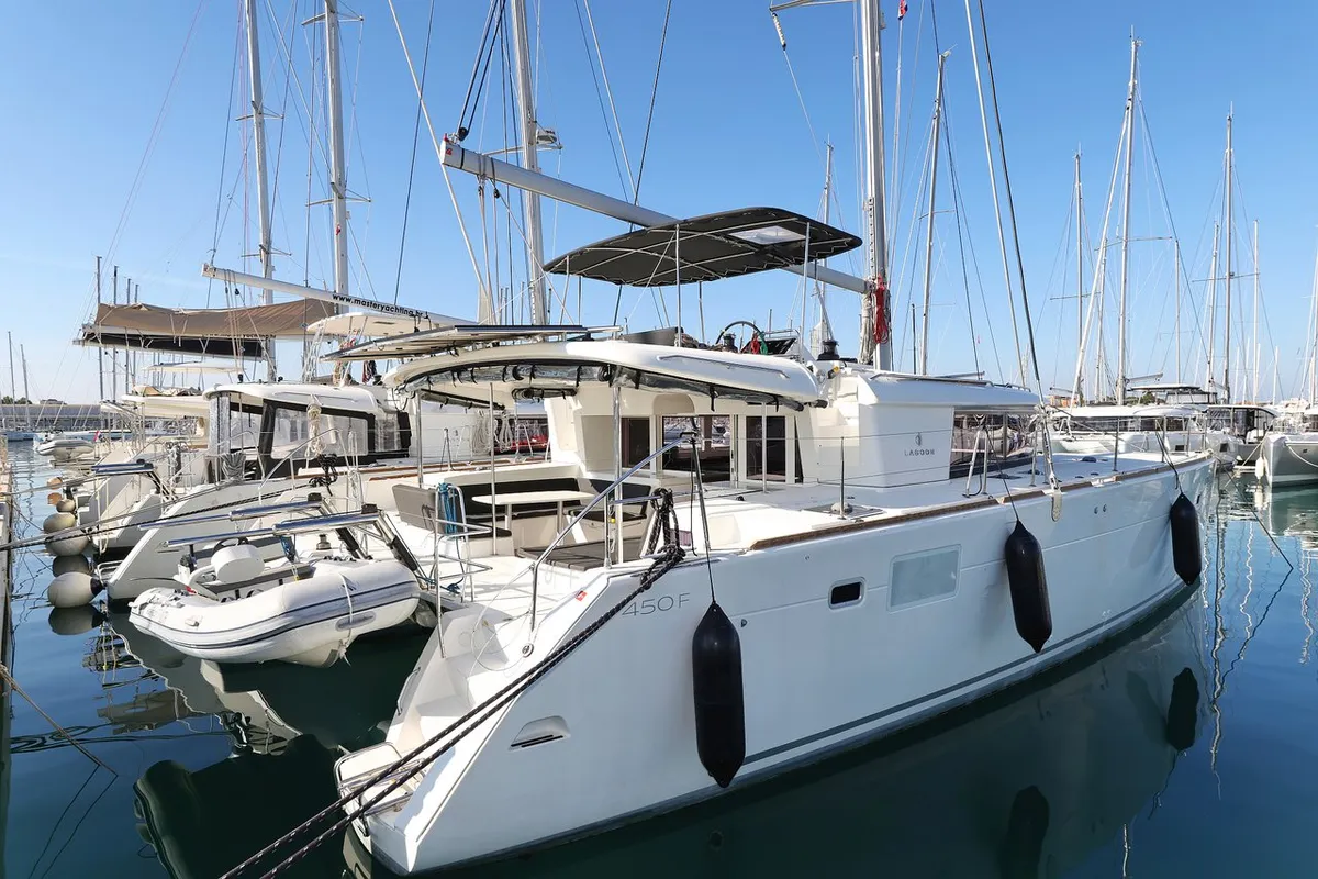 Exterior view of Lilith, a Lagoon 450 F catamaran at Općina Sukošan, Croatia