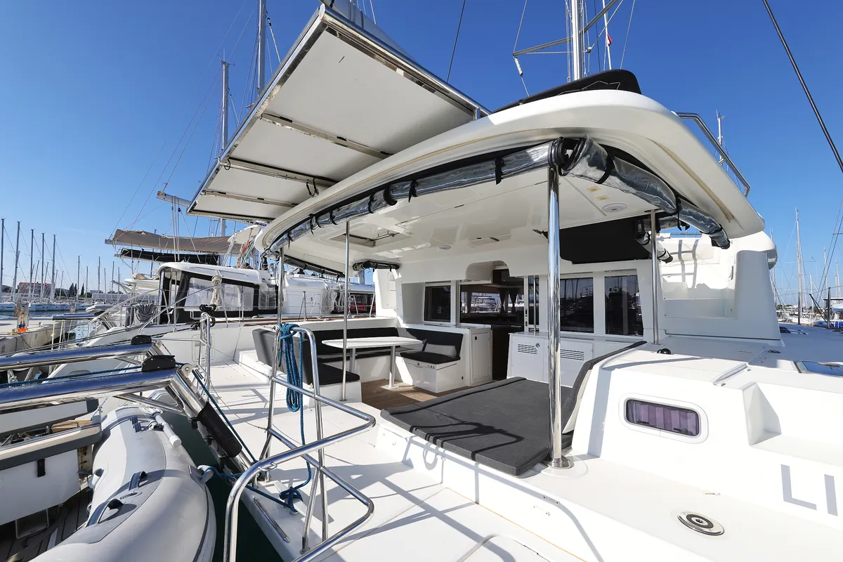 Deck of Lilith, a Lagoon 450 F catamaran at Općina Sukošan, Croatia