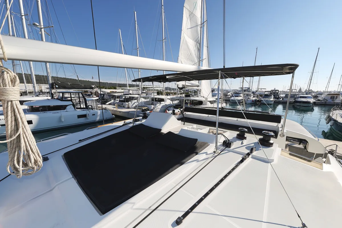 Deck of Lilith, a Lagoon 450 F catamaran at Općina Sukošan, Croatia