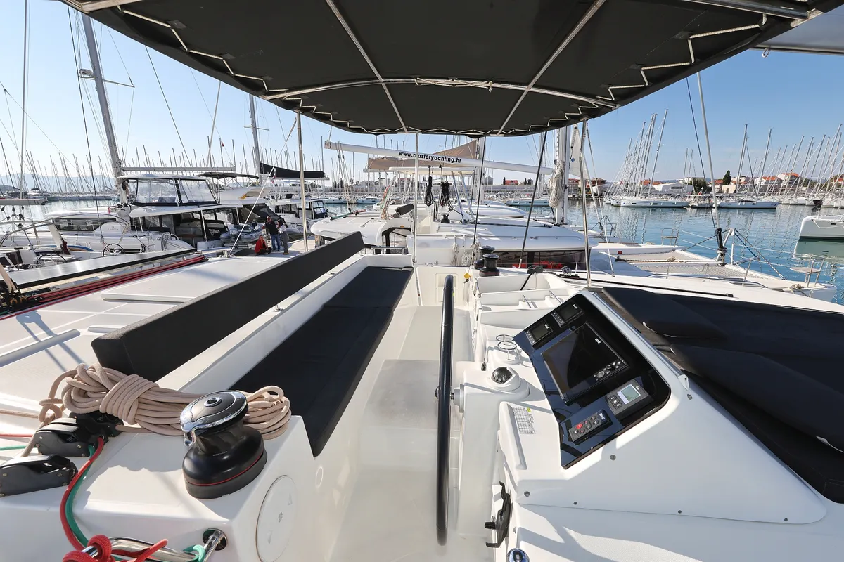 Cockpit of Lilith, a Lagoon 450 F catamaran at Općina Sukošan, Croatia