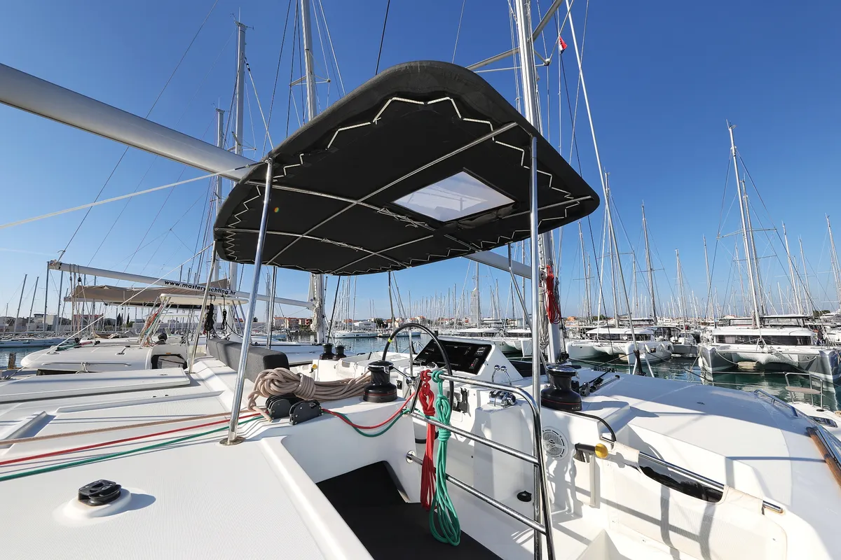 Cockpit of Lilith, a Lagoon 450 F catamaran at Općina Sukošan, Croatia