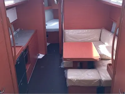 Salon of Special One, a Dufour 390 sailboat at Cagliari, Italy