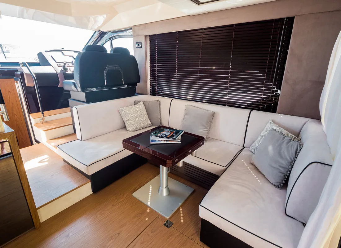 Salon of Stardust, a Sessa Fly 47 motor yacht at Općina Sukošan, Croatia
