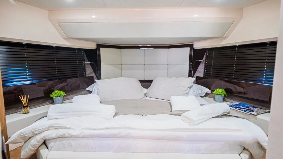 Cabin on Stardust, a Sessa Fly 47 motor yacht at Općina Sukošan, Croatia