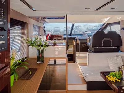 Galley of Stardust, a Sessa Fly 47 motor yacht at Općina Sukošan, Croatia