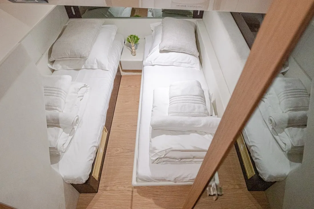 Cabin on Stardust, a Sessa Fly 47 motor yacht at Općina Sukošan, Croatia
