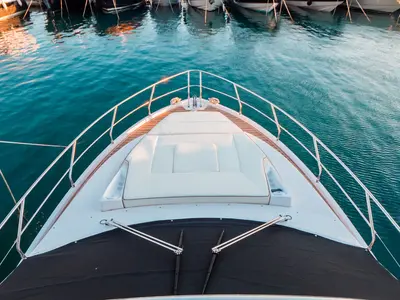 Deck of Stardust, a Sessa Fly 47 motor yacht at Općina Sukošan, Croatia