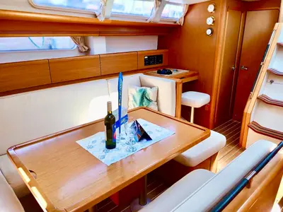 Salon of Skazka, a Jeanneau Sun Odyssey 49i sailboat at Šibenik, Croatia