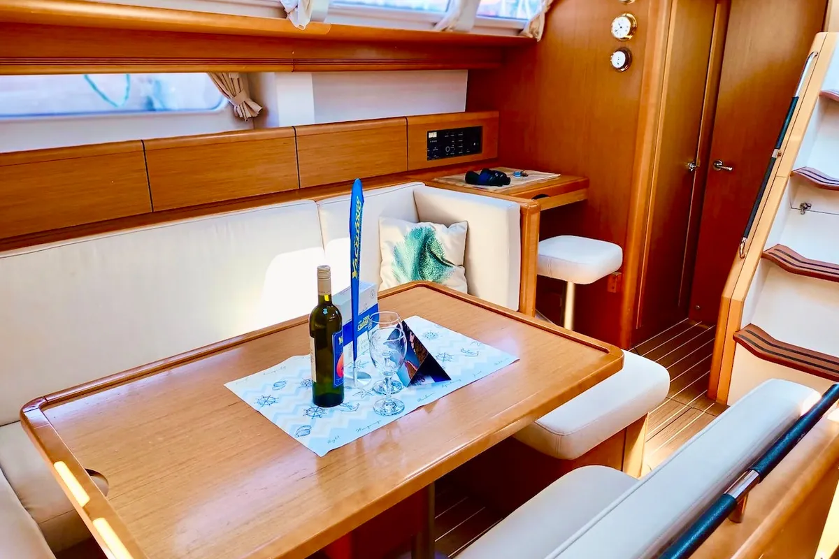 Salon of Skazka, a Jeanneau Sun Odyssey 49i sailboat at Šibenik, Croatia