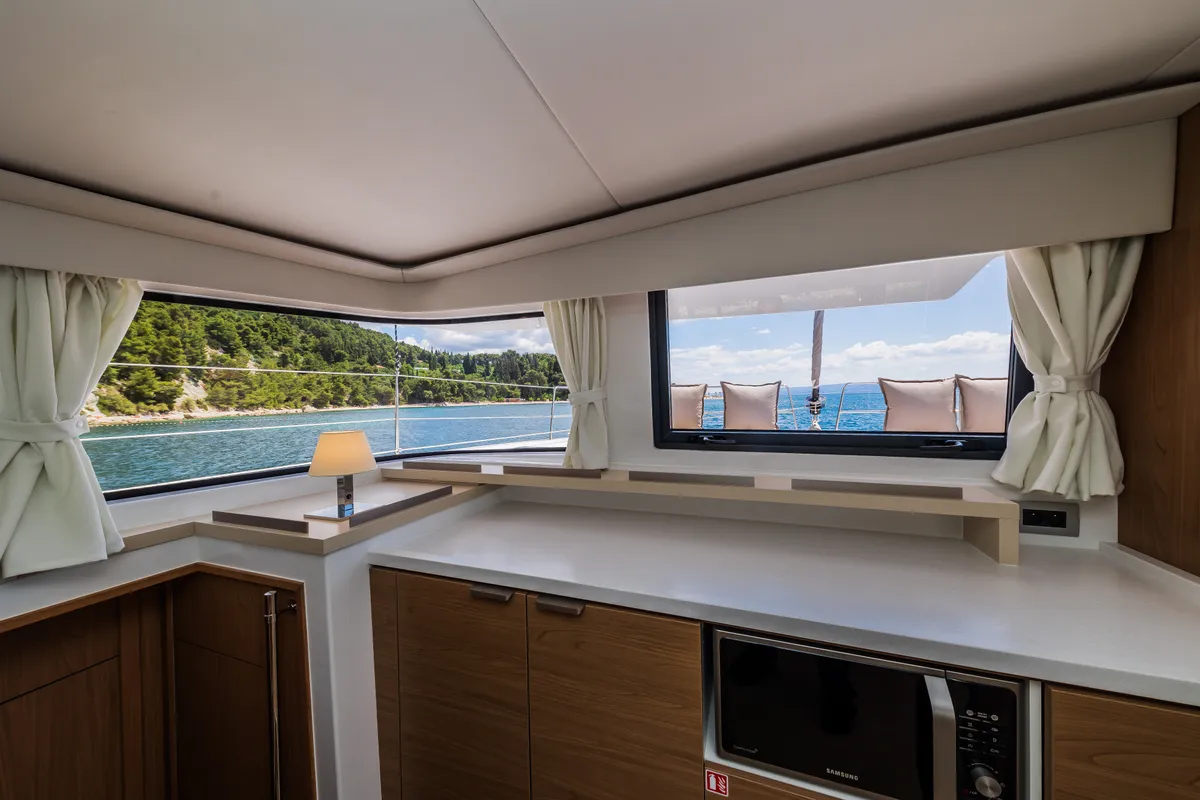 Galley of C'est la vie, a Bali 4.6 catamaran at Grad Kaštela, Croatia
