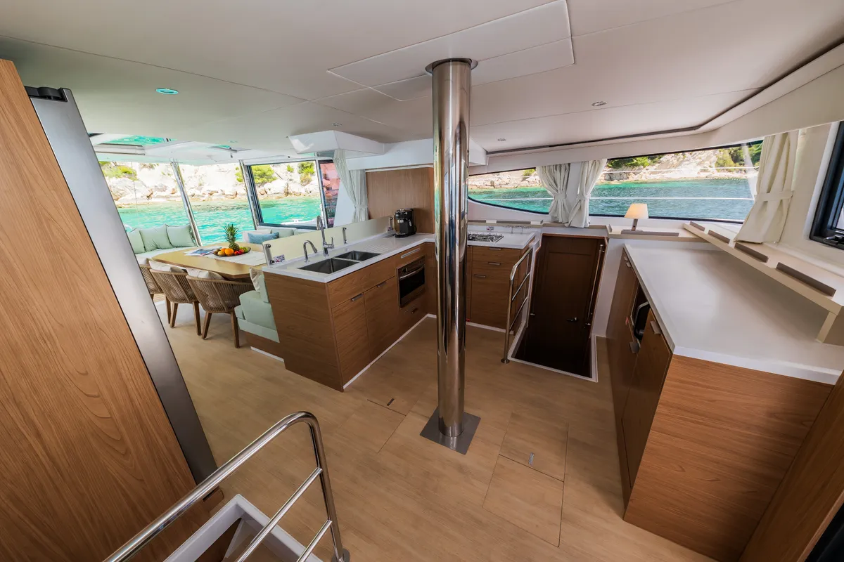 Galley of C'est la vie, a Bali 4.6 catamaran at Grad Kaštela, Croatia