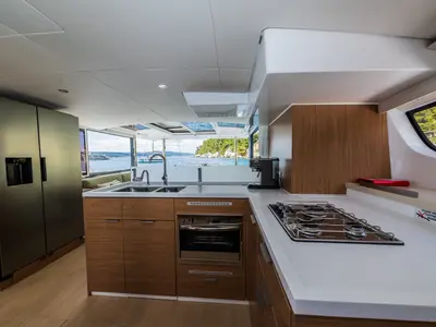 Galley of C'est la vie, a Bali 4.6 catamaran at Grad Kaštela, Croatia
