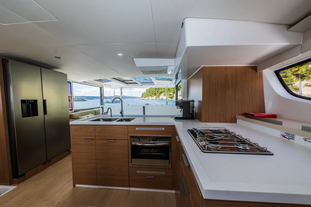 Galley of C'est la vie, a Bali 4.6 catamaran at Grad Kaštela, Croatia