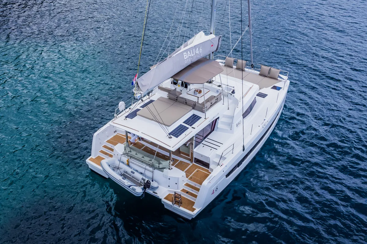 Exterior view of C'est la vie, a Bali 4.6 catamaran at Grad Kaštela, Croatia