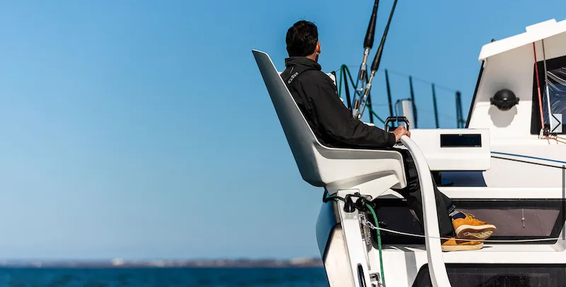 Cockpit of Avel Vaez, a Marsaudon Composites ORC 57 catamaran at Lavreotiki Municipal Unit, Greece