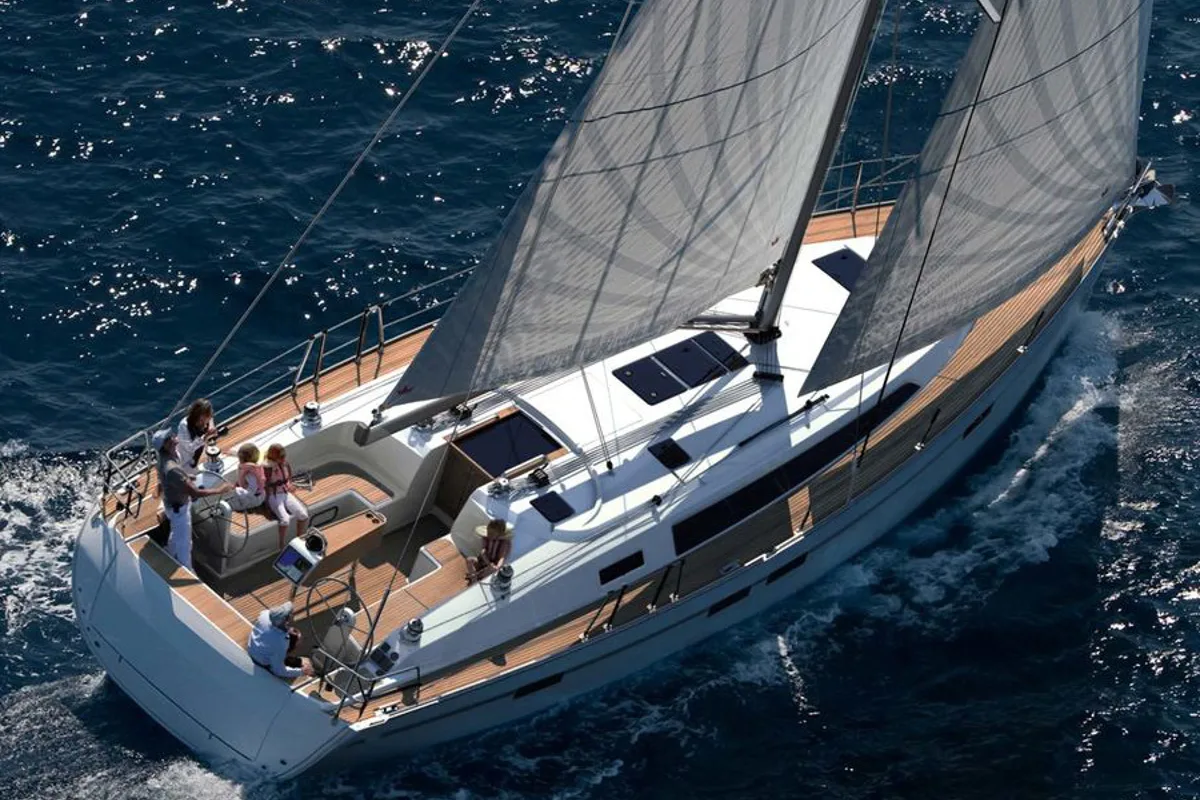 Exterior view of Bavaria Cruiser 46, a sailboat at Fethiye, Turkey
