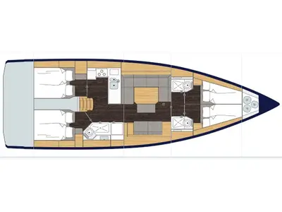 Floor plan of Lush Life, a Bavaria C45 sailboat at Punat, Croatia